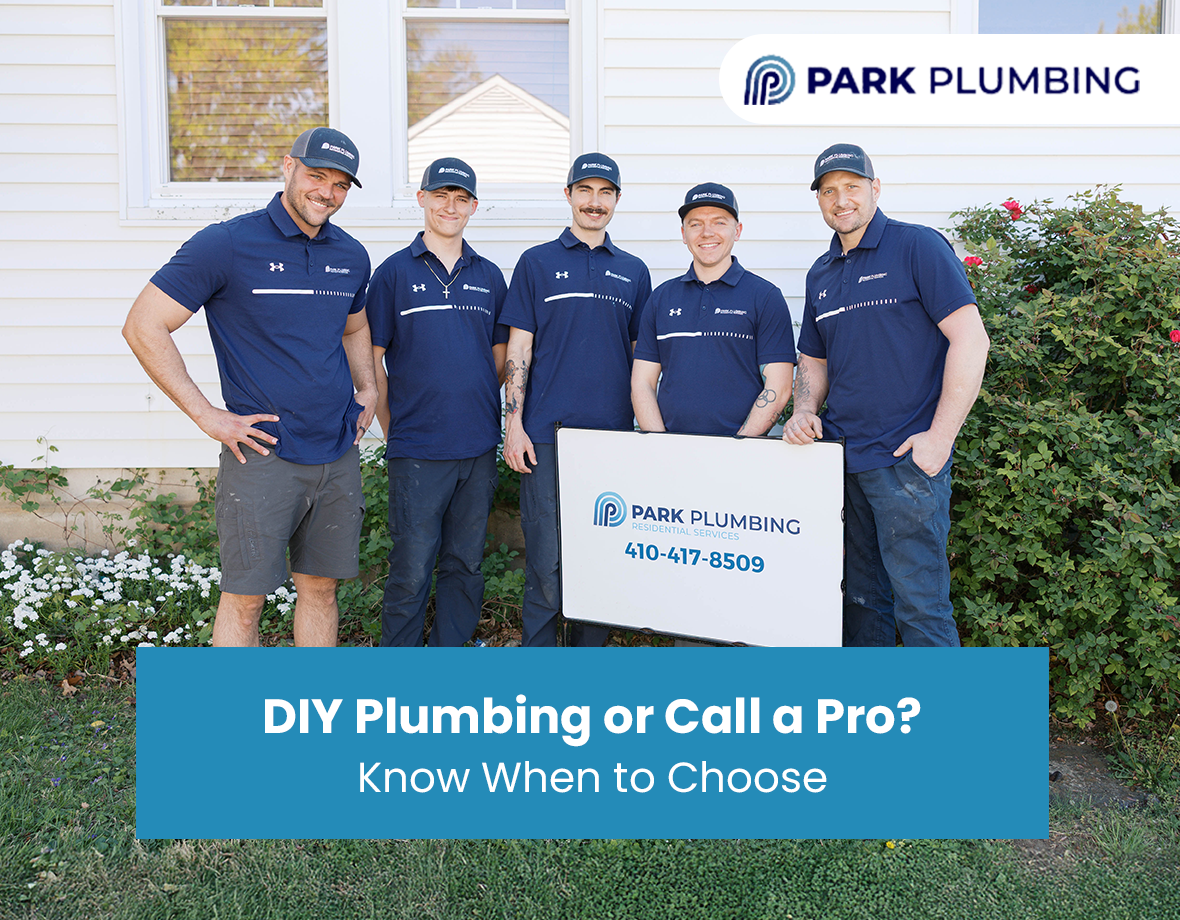 Homeowner comparing DIY plumbing tools with a professional plumber’s toolkit.