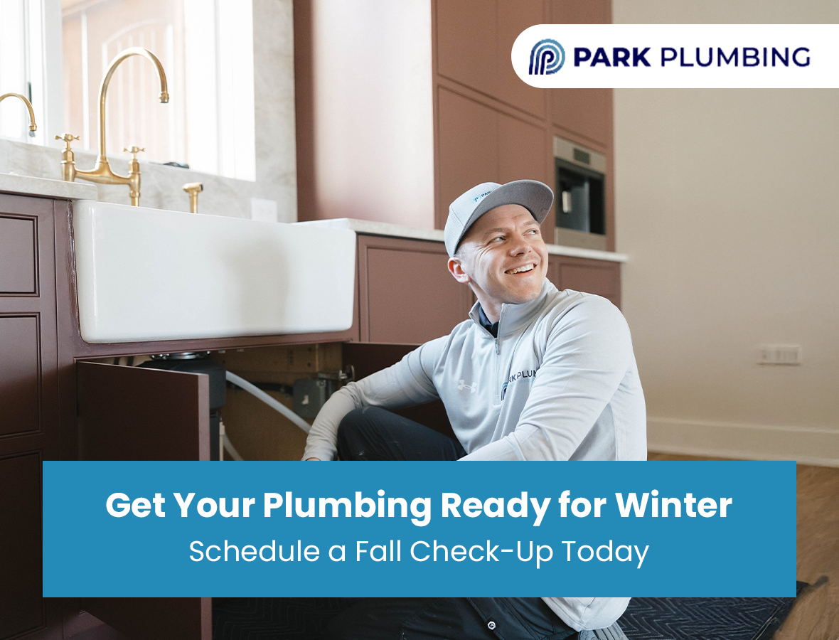 Plumber performing a fall plumbing system check-up in Severna Park, MD, to prepare for winter.