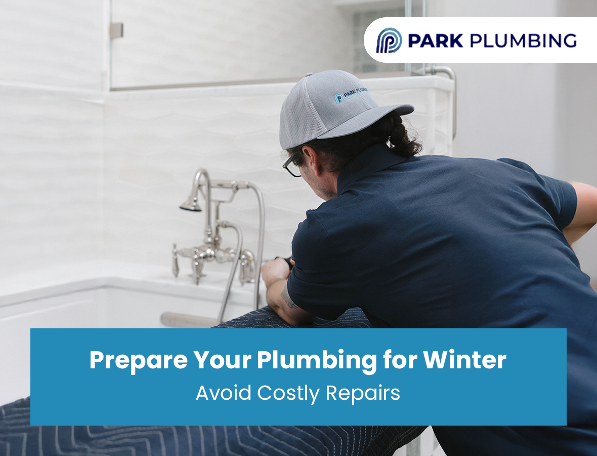 Plumber inspecting pipes for winter maintenance and repair