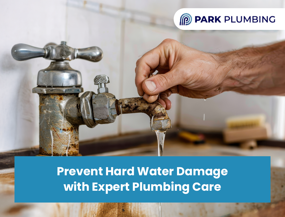 Professional plumber performing maintenance to prevent hard water damage.