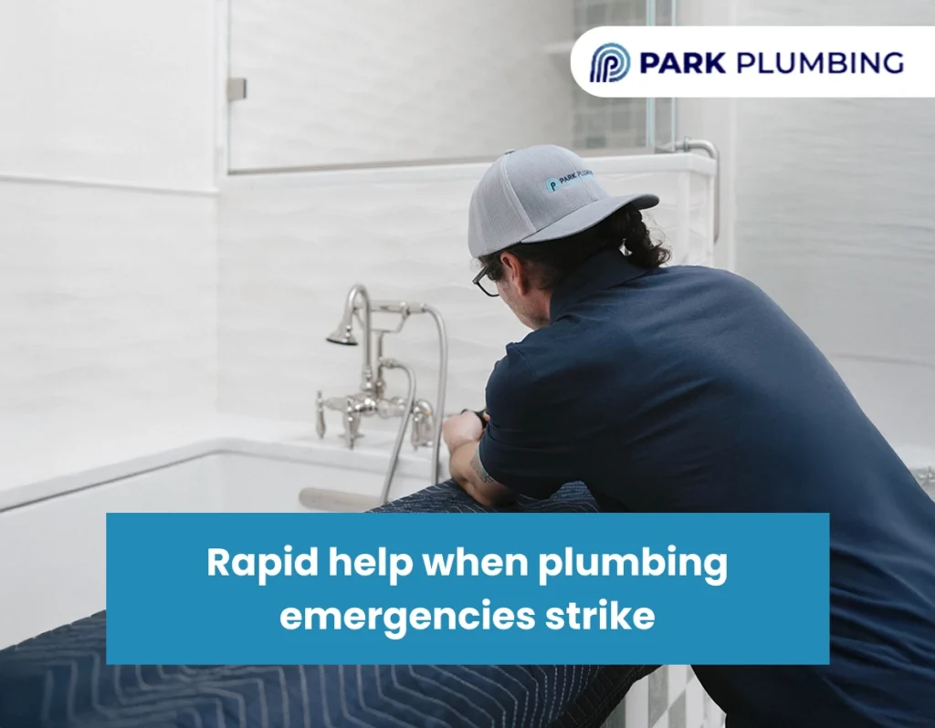 Emergency plumber assessing a sudden water leak inside a residential property.